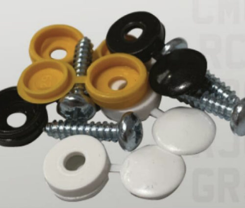 Assorted coloured number plate screw caps 