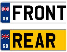 Standard number plate with GB Flag